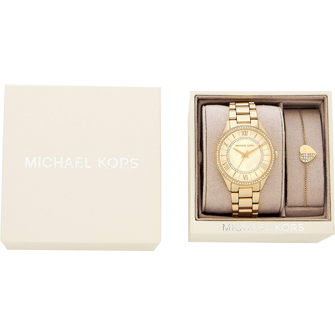 Michael Kors Lauryn Quartz Mother of Pearl Gold Dial Gold Steel Strap Watch For Women - MK4490