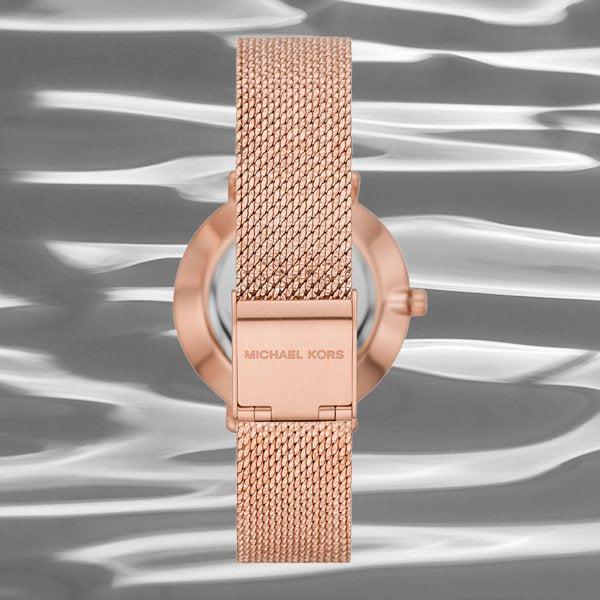Michael Kors Pyper Quartz Mother of Pearl White Dial Rose Gold Mesh Strap Watch For Women - MK4588