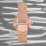 Michael Kors Pyper Quartz Mother of Pearl White Dial Rose Gold Mesh Strap Watch For Women - MK4588