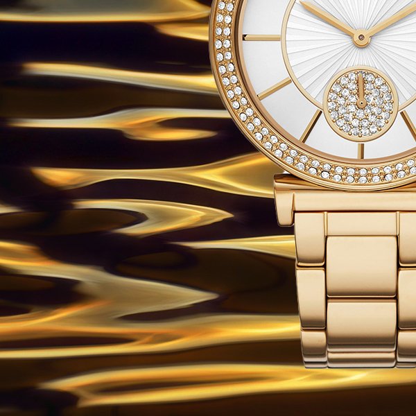 Michael Kors Abbey Three-Hand Analog White Dial Gold Steel Strap Watch for Women - MK4615