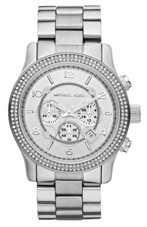 Michael Kors Runway Chronograph Quartz Silver Dial Silver Steel Strap Watch For Women - MK5574