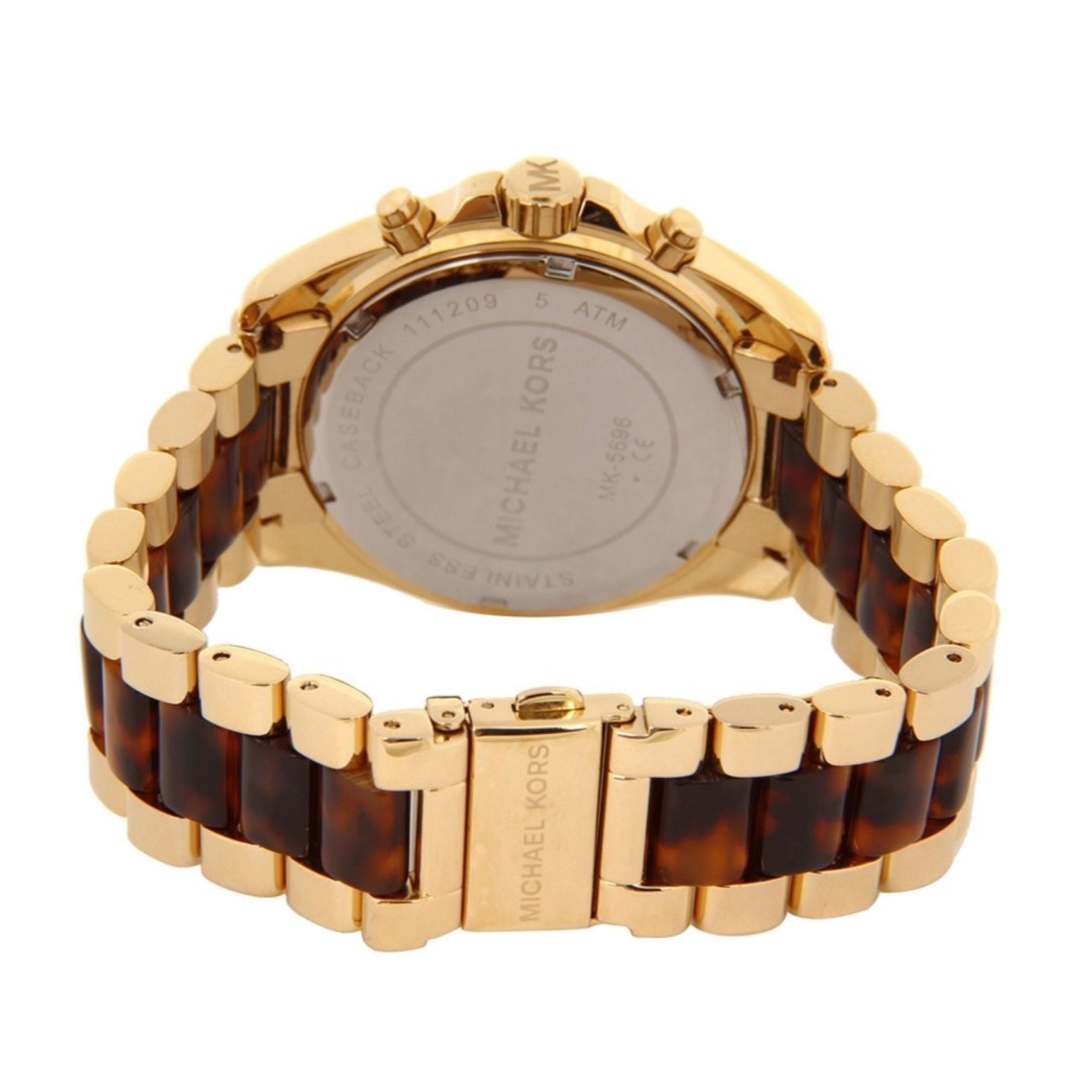 Michael Kors Bradshaw Chronograph Brown Dial Two Tone Steel Strap Watch For Women - MK5696