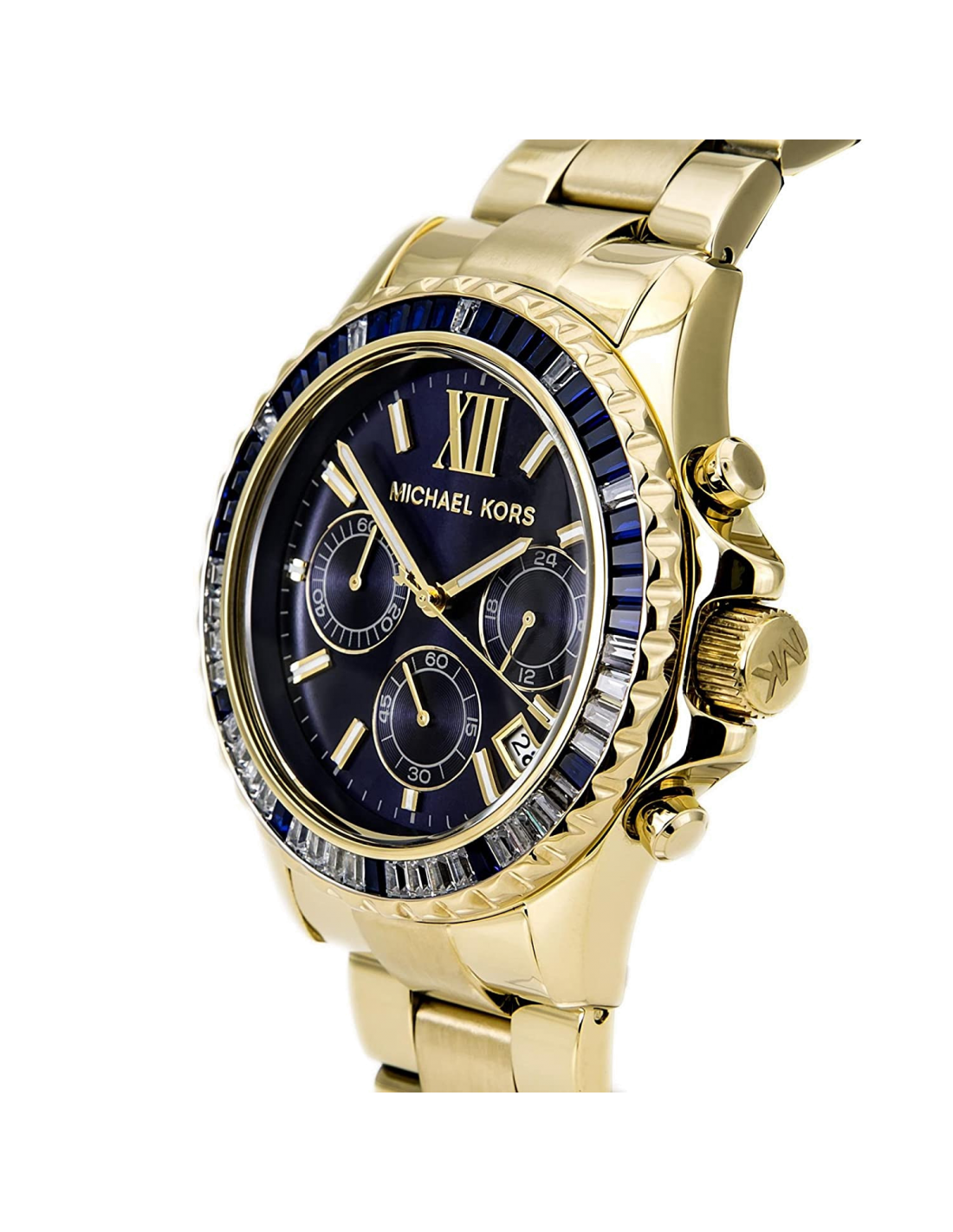 Michael Kors Everest Chronograph Blue Dial Gold Steel Strap Watch for Women - MK5754