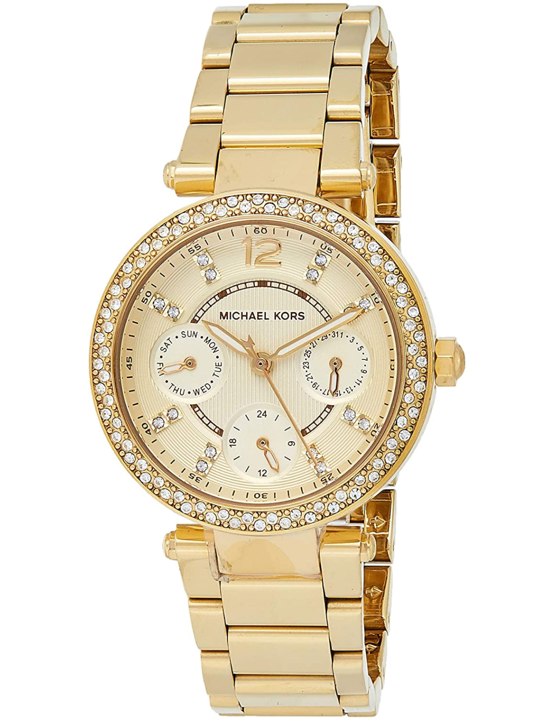Michael Kors Parker White Dial Gold Steel Strap Watch for Women - MK6056