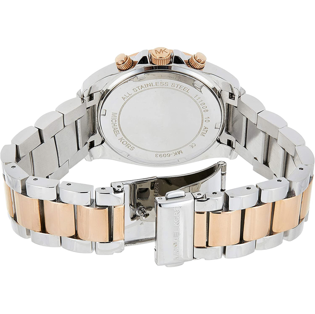 Michael Kors Blair Chronograph Black Dial Two Tone Steel Strap Watch For Women - MK6093