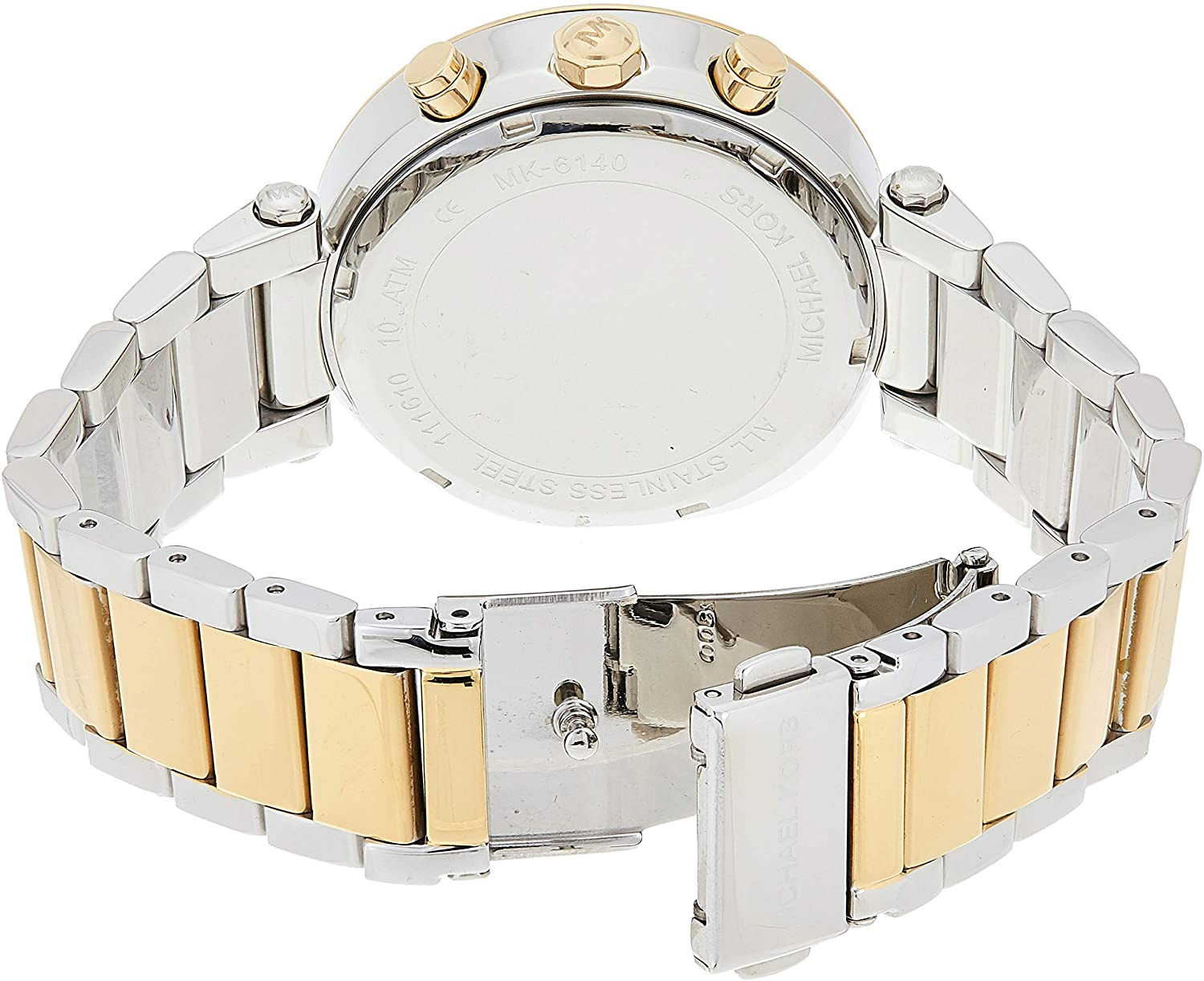 Michael Kors Parker Pink Dial Two Tone Steel Strap Watch for Women - MK6140