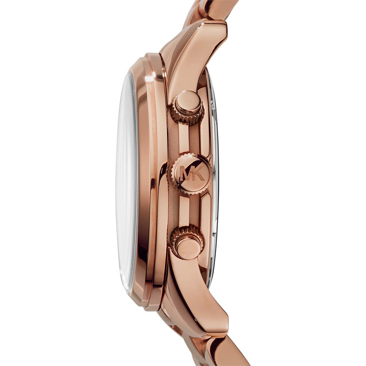 Michael Kors Runway Chronograph Turquoise Dial Rose Gold Steel Strap Watch For Women - MK6164