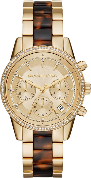 Michael Kors Ritz Gold Dial Two Tone Steel Strap Watch for Women - MK6322