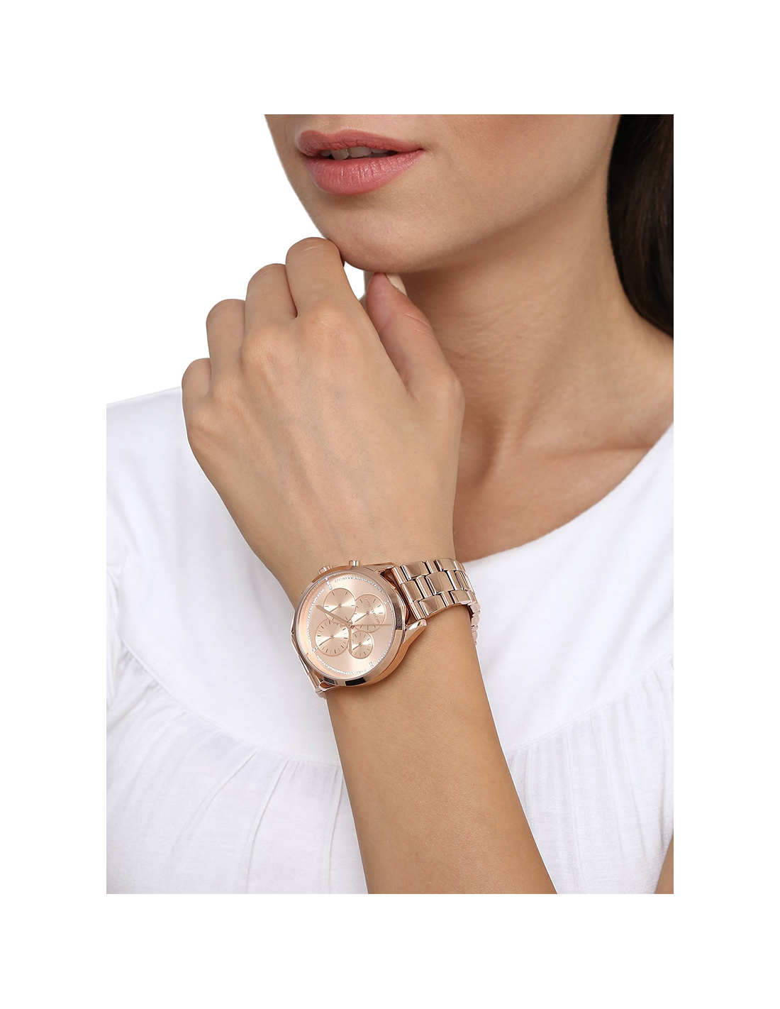 Michael Kors Briar Quartz Rose Gold Dial Rose Gold Steel Strap Watch For Women - MK6465