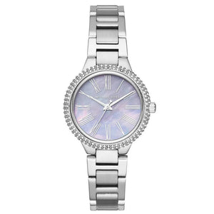 Michael Kors Taryn Mother of Pearl Purple Dial Silver Steel Strap Watch For Women - MK6562
