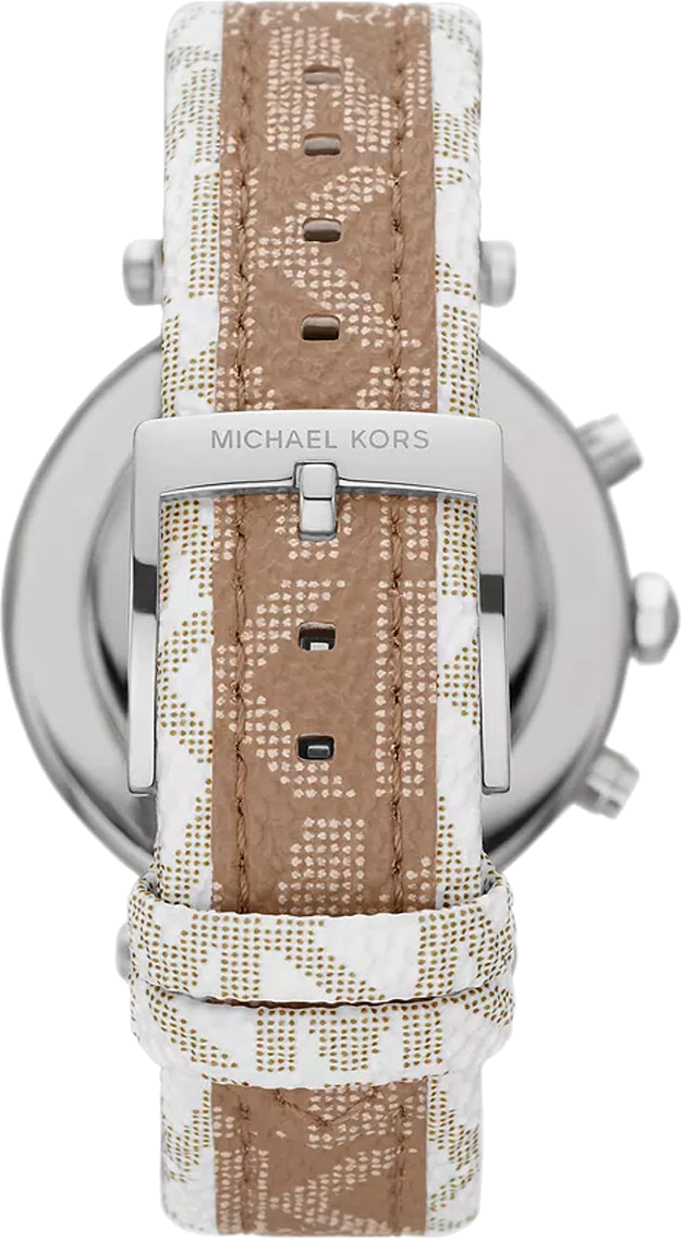 Michael Kors Parker Chronograph White Dial Two Tone Leather Strap Watch For Women - MK6950