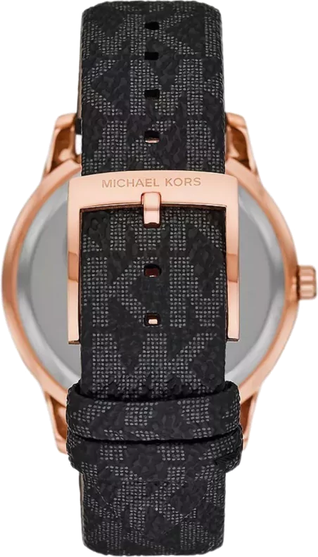 Michael Kors Tibby Multifunction Black Dial Black Leather Strap Watch For Women - MK6968