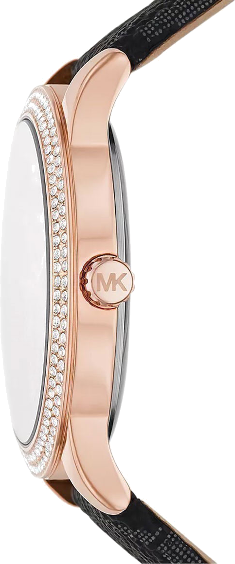 Michael Kors Tibby Multifunction Black Dial Black Leather Strap Watch For Women - MK6968