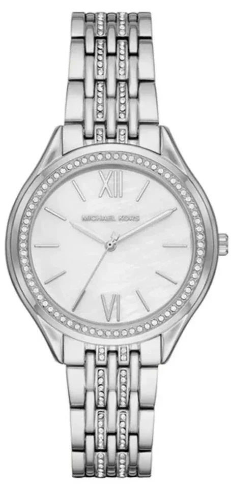 Michael Kors Mindy White Dial Silver Steel Strap Watch For Women - MK7075