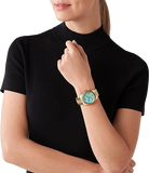 Michael Kors Lexington Quartz Blue Dial Gold Steel Strap Watch For Women - MK3271