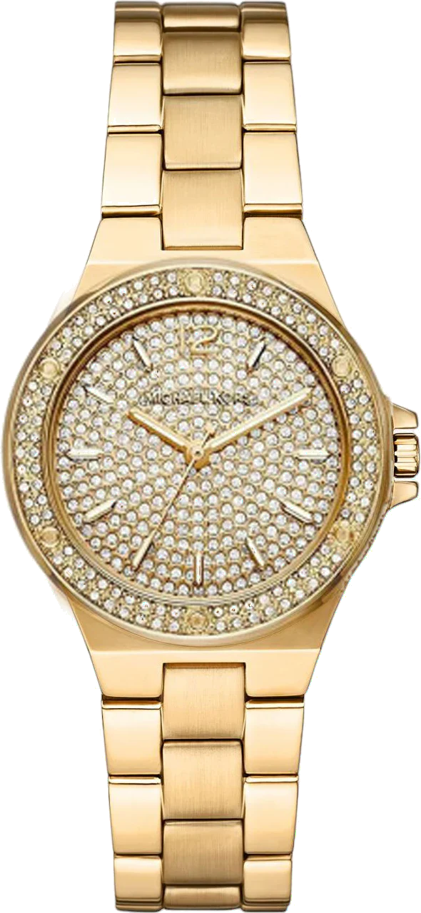 Michael Kors Lennox Three Hand Gold Dial Gold Steel Strap Watch For Women - MK7289