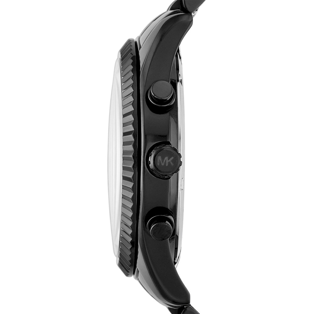 Michael Kors Lexington Chronograph Black Dial Black Steel Strap Watch for Men - MK8320