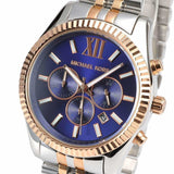 Michael Kors Lexington Blue Dial Two Tone Steel Strap Watch for Men - MK8412