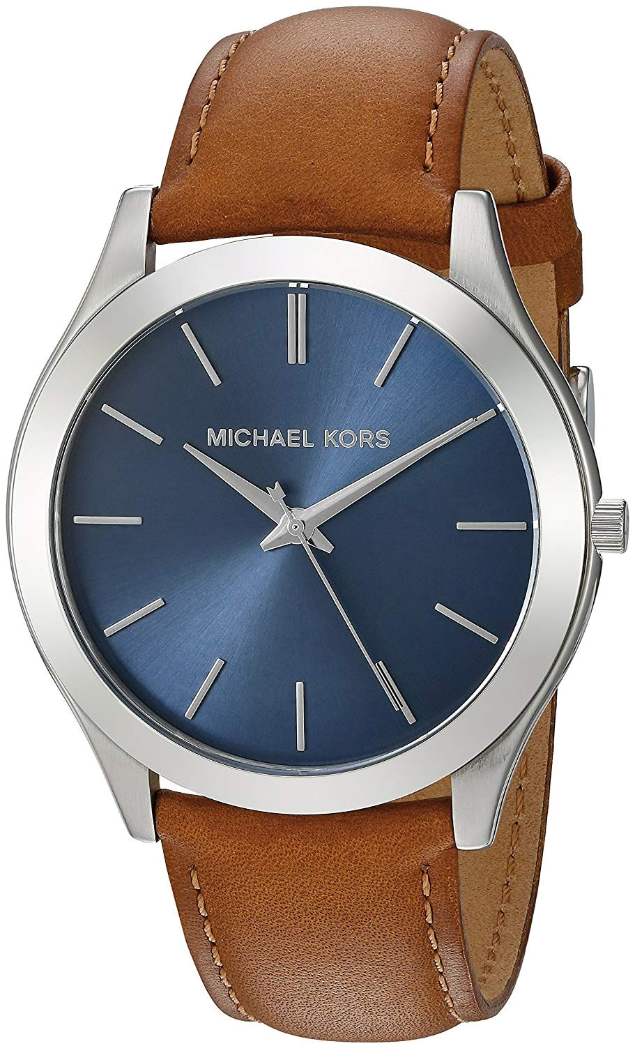 Michael Kors Slim Runway Analog Blue Dial Brown Leather Strap Watch For Men - MK8508