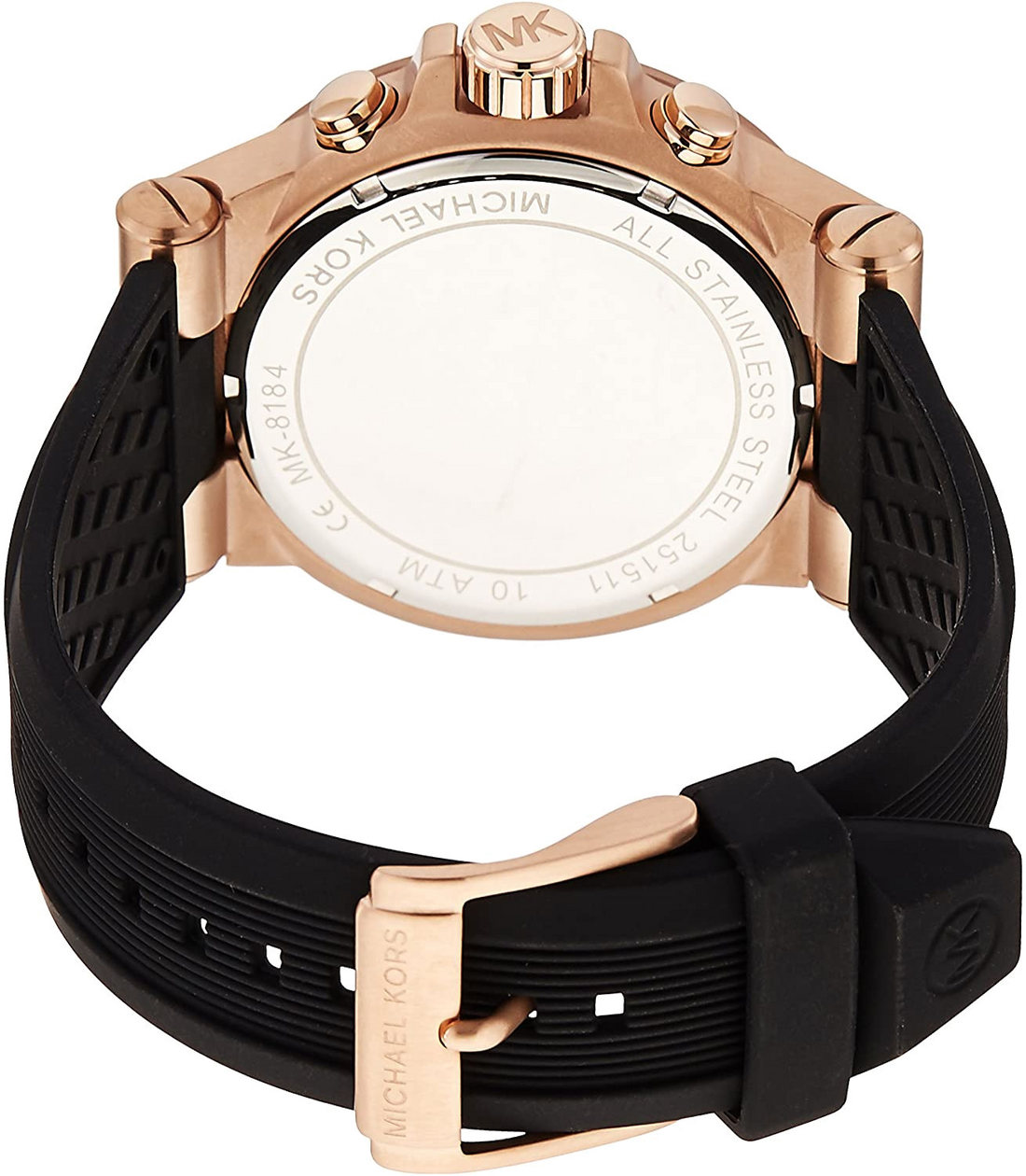 Michael Kors Dylan Chronograph Black Dial Black Rubber Strap Watch For Women - MK8556