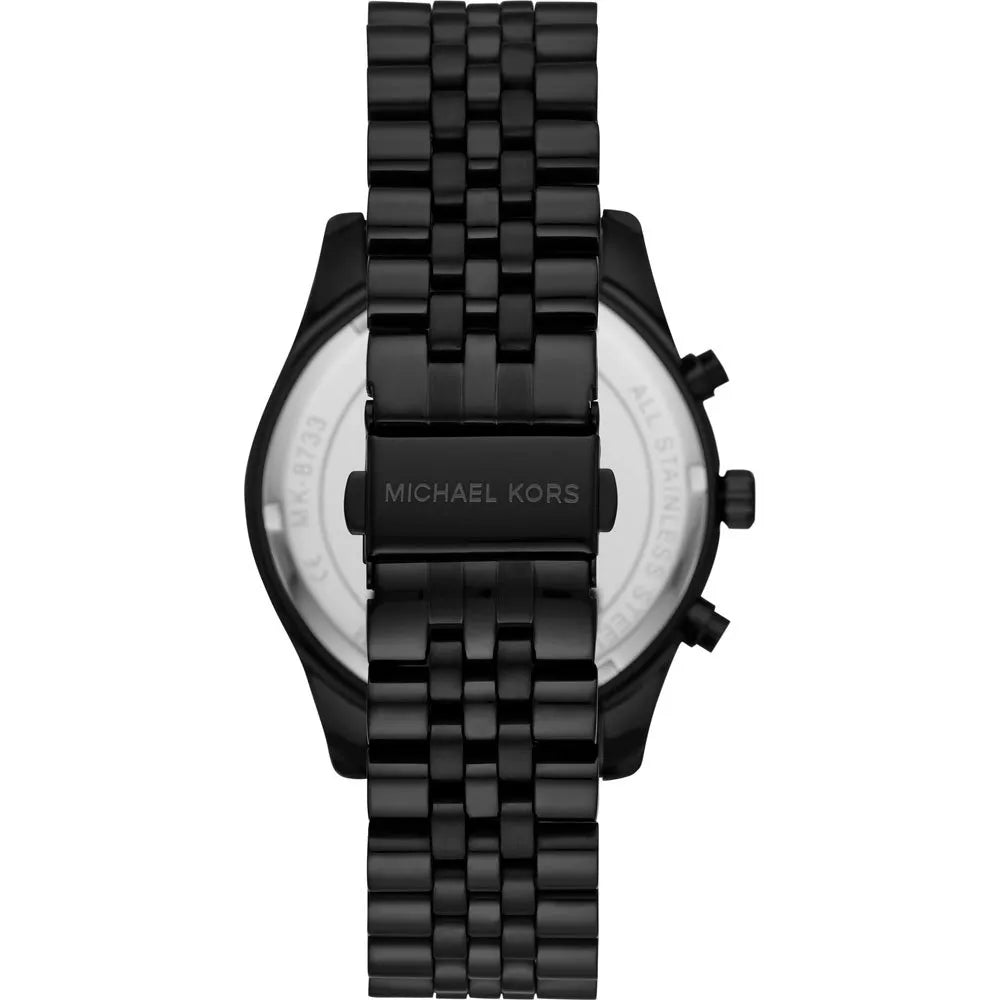 Michael Kors Wren Chronograph Black Dial Black Steel Strap Watch For Men - MK8933