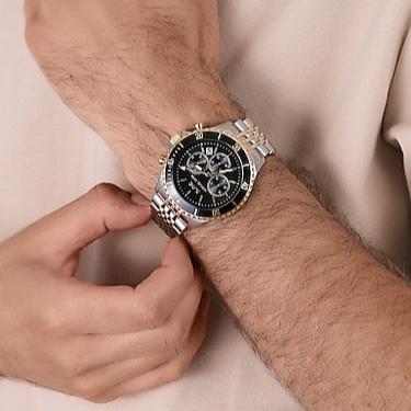 Michael Kors Bayville Chronograph Black Dial Two Tone Steel Strap Watch For Women - MK8872