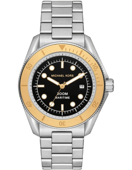 Michael Kors Maritime Analog Black Dial Silver Steel Strap Watch for Men - MK9161