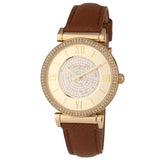 Michael Kors Catlin Champagne Dial Brown Leather Strap Watch for Women - MK2375