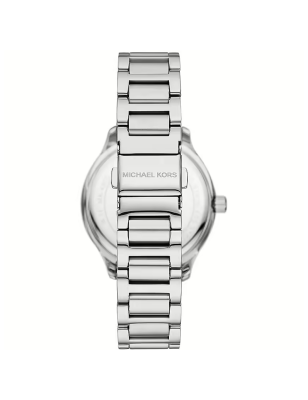 Michael Kors Sage Three-Hand White Dial Silver Steel Strap Watch for Women - MK4807
