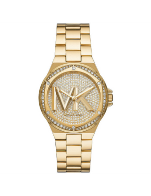 Michael Kors Lennox Three Hand Gold Dial Gold Steel Strap Watch For Women - MK7229