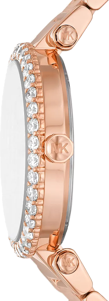 Michael Kors Parker Three-Hand Mother of Pearl White Dial Rose Gold Steel Strap Watch For Women - MK4695
