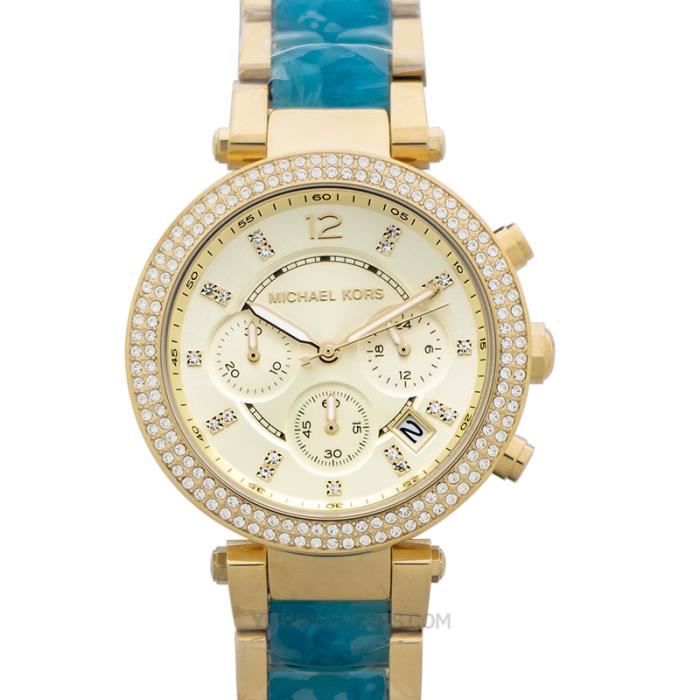 Michael Kors Parker Gold Dial Two Tone Steel Strap Watch for Women - MK6364