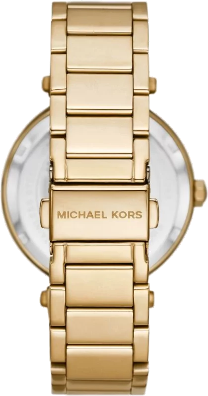 Michael Kors Parker Analog Crystals Gold Dial Gold Steel Strap Watch For Women - MK7283