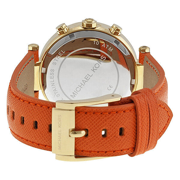 Michael Kors Parker Champagne Dial Orange Leather Strap Watch for Women - MK2279