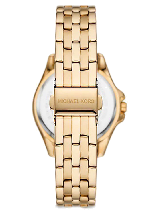 Michael Kors Mini Pilot Quartz Gold Dial Gold Steel Strap Watch For Women - MK7366