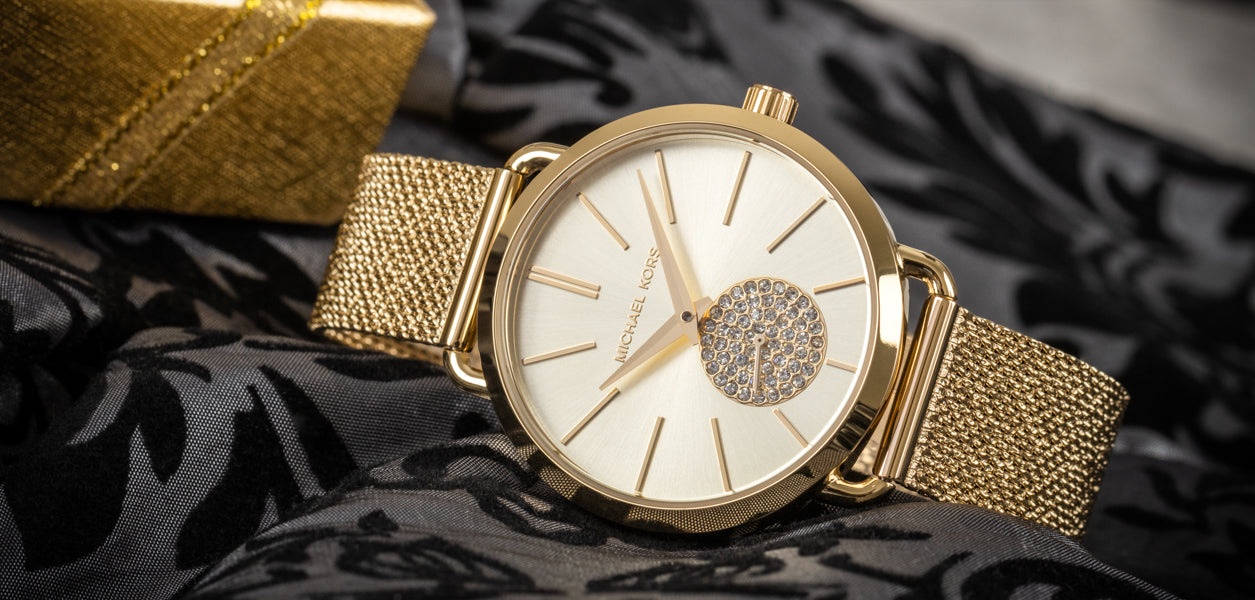 Michael Kors Portia Gold Dial Gold Mesh Bracelet Watch for Women - MK3844