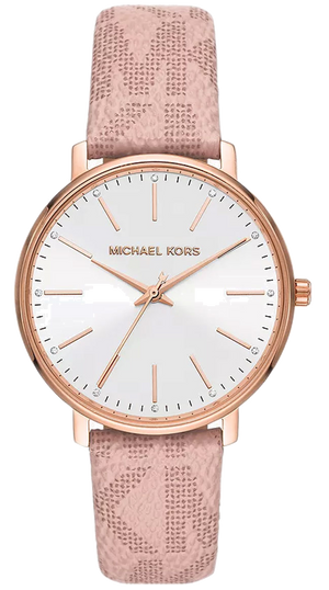 Michael Kors Pyper Quartz White Dial Pink Leather Strap Watch For Women - MK2859