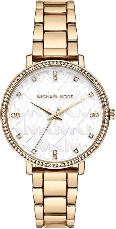 Michael Kors Pyper Three Hand White Dial Gold Steel Strap Watch For Women - MK4666