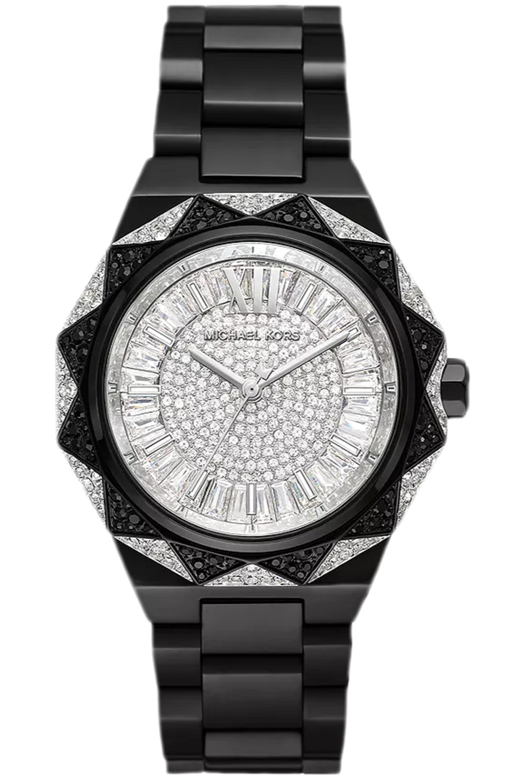 Michael Kors Raquel Three Hand Silver Dial Black Steel Strap Watch For Women - MK4692