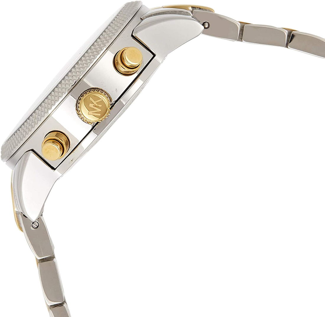 Michael Kors Ritz Chronograph White Dial Two Tone Steel Strap Watch for Women - MK5057