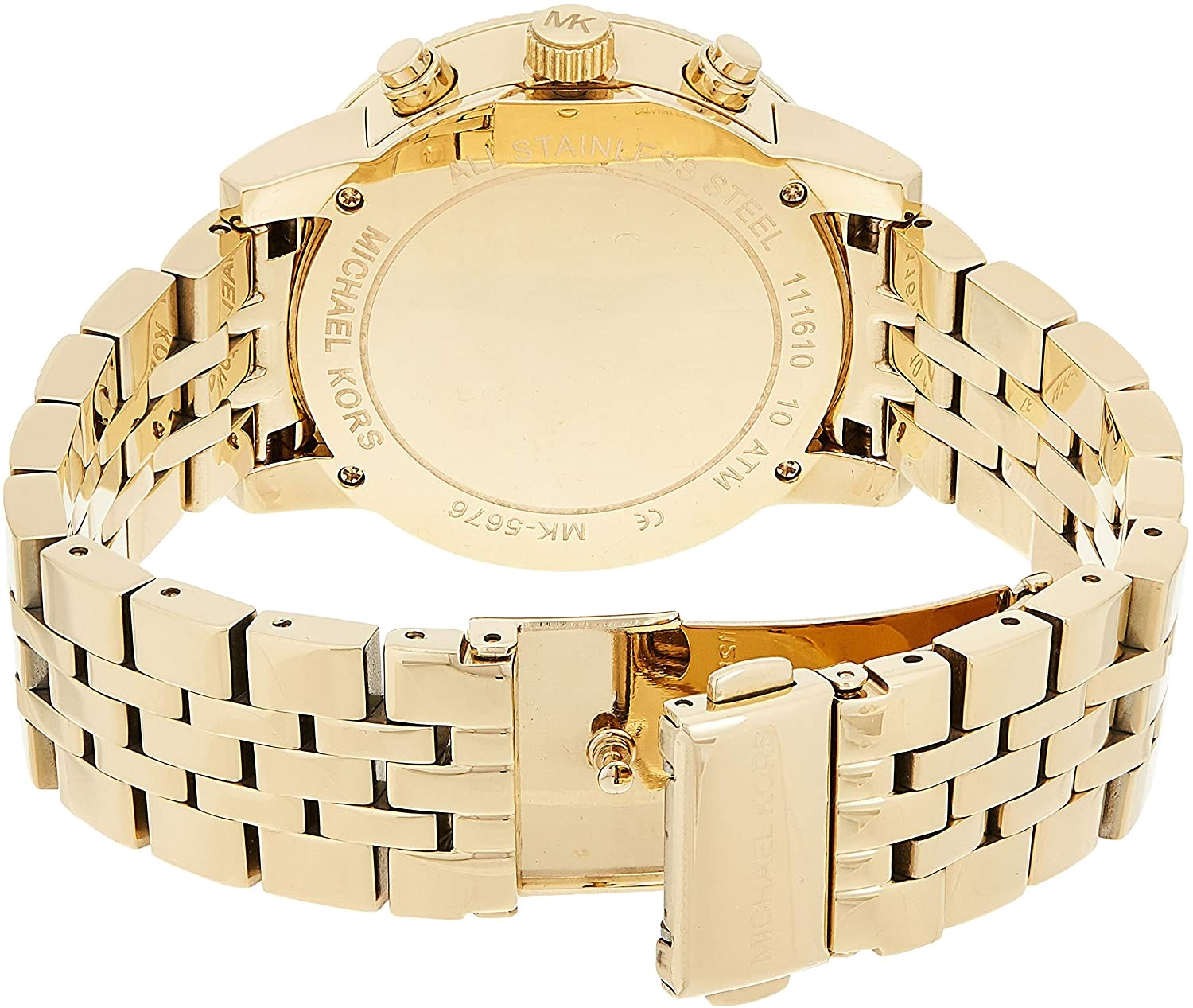 Michael Kors Ritz Chronograph Gold Dial Gold Steel Strap Watch for Women - MK5676