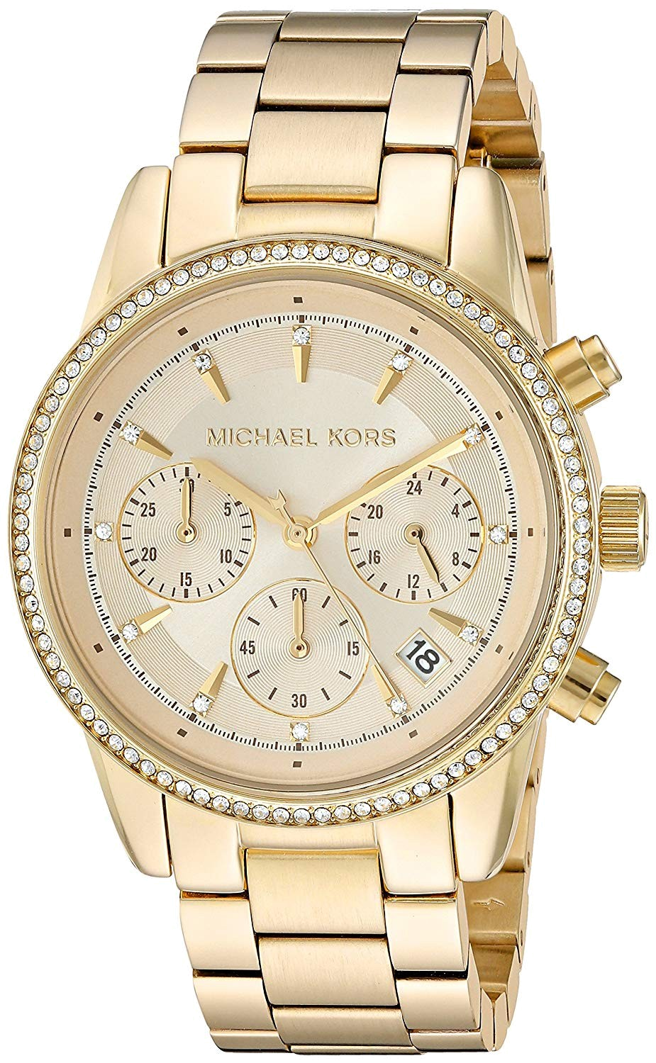 Michael Kors Ritz Gold Dial Gold Steel Strap Watch for Women - MK6356