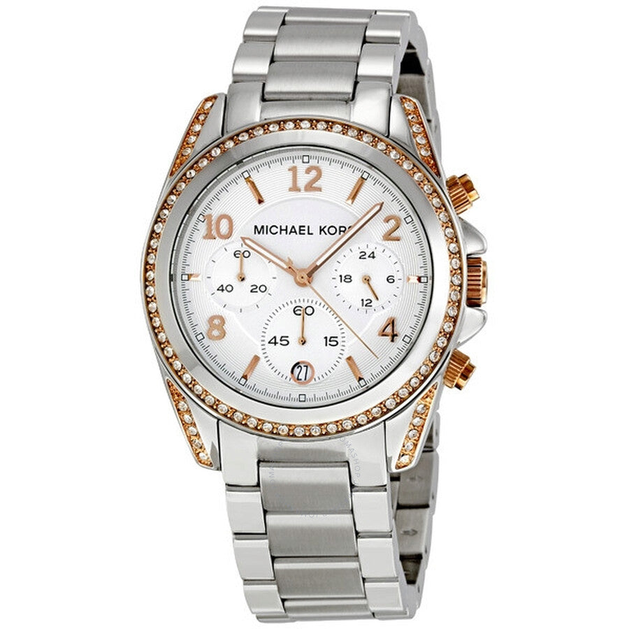 Michael Kors Blair Chronograph Silver Dial Silver Steel Strap Watch for Women - MK5459