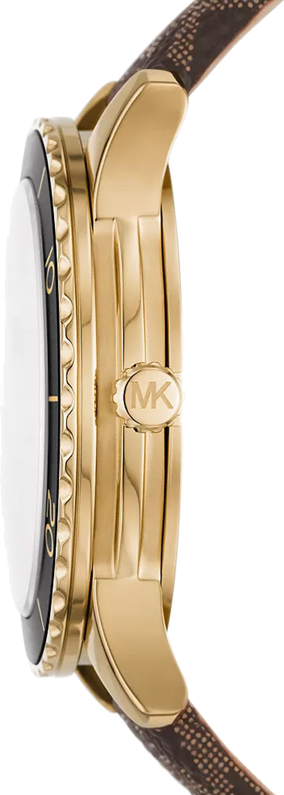 Michael Kors Runway Quartz Black Dial Brown Leather Strap Watch For Women - MK6979