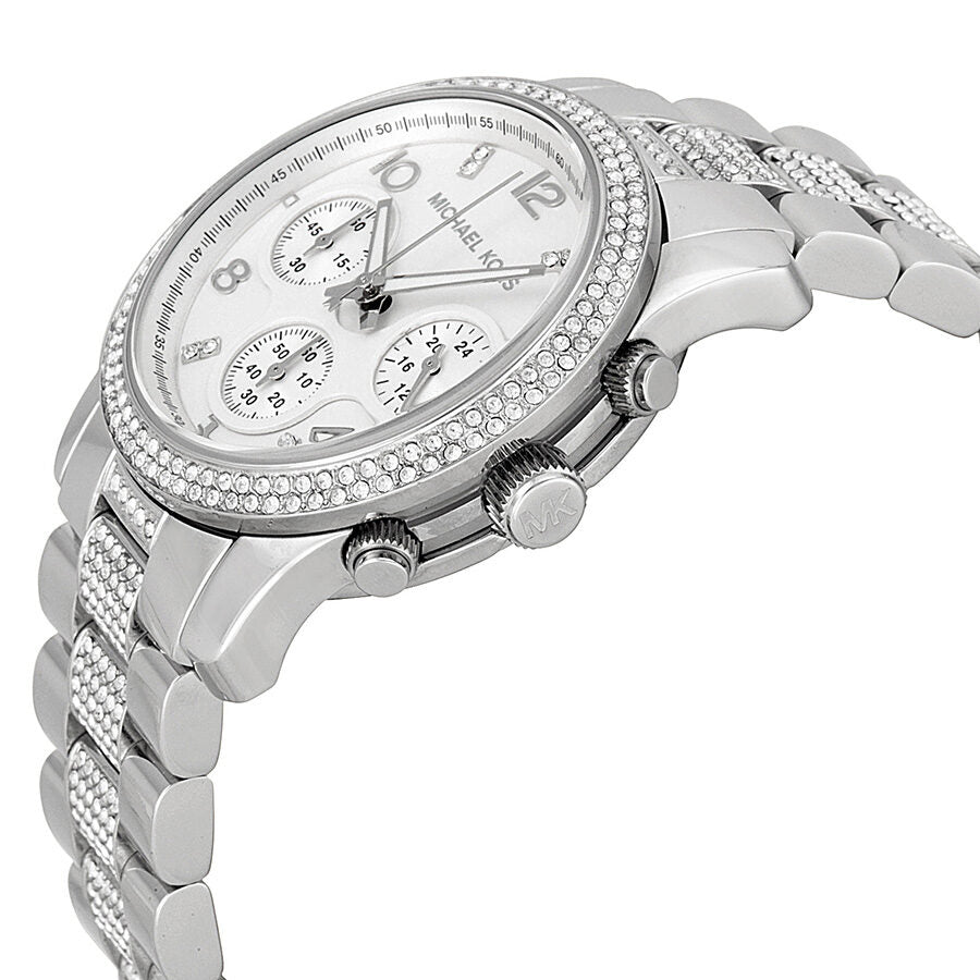 Michael Kors Brinkley Silver Dial with Diamonds Silver Steel Strap Watch for Women - MK5083