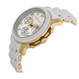 Michael Kors Runway Chronograph White Dial White Steel Strap Watch for Women - MK5145