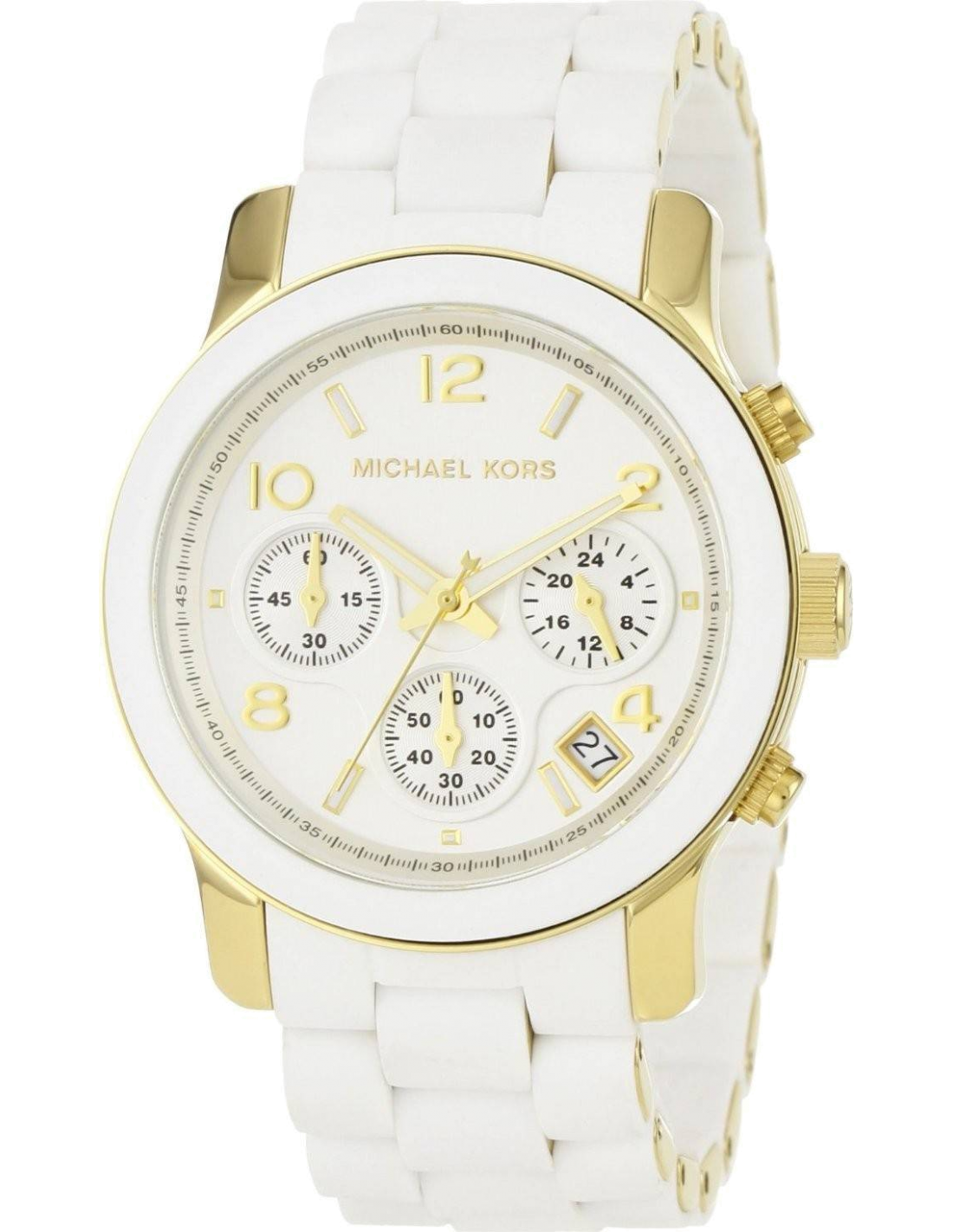 Michael Kors Runway Chronograph White Dial White Steel Strap Watch for Women - MK5145