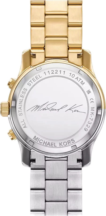 Michael Kors Runway Chronograph Gold Dial Two Tone Steel Strap Watch For Women - MK7329