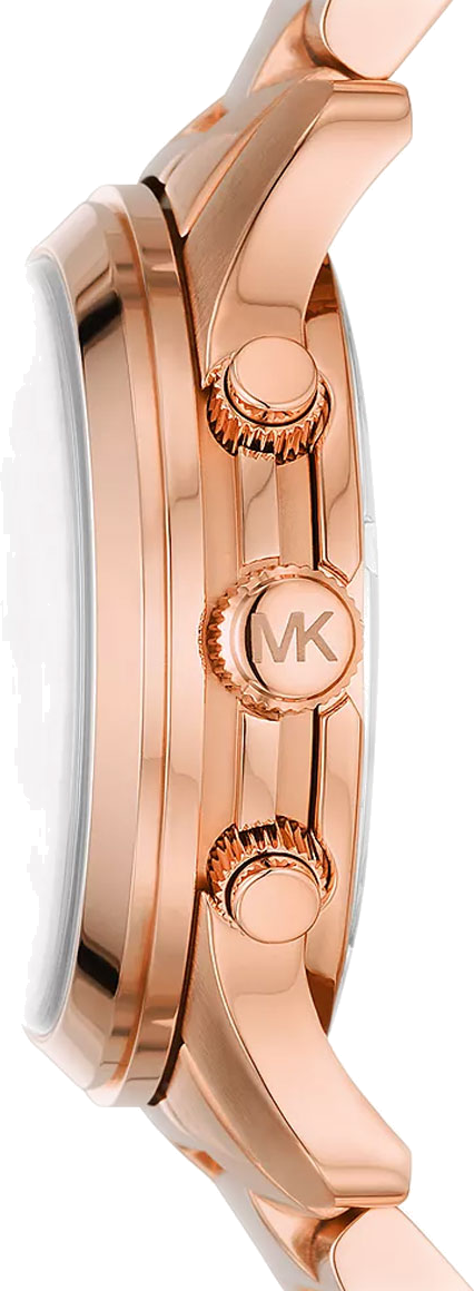 Michael Kors Runway Chronograph Pink Dial Rose Gold Steel Strap Watch For Women - MK7352