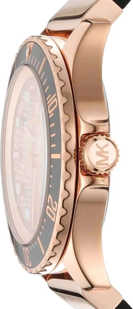 Michael Kors Everest Analog Rose Gold Dial Black Silicone Strap Watch For Women - MK7358